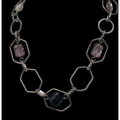 Lia Sophia Vault Black And Lavender Gemmed Chain Necklace
