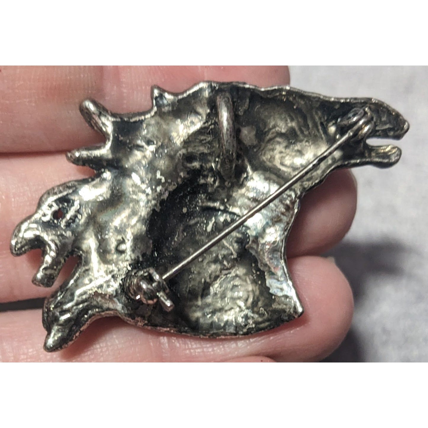 Vintage Horse Head Black And Silver Tone Brooch/Pendant