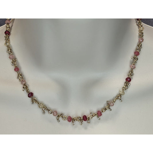 Y2K Coquette Romantic Liz Claiborne Pink Beaded Dangle Necklace