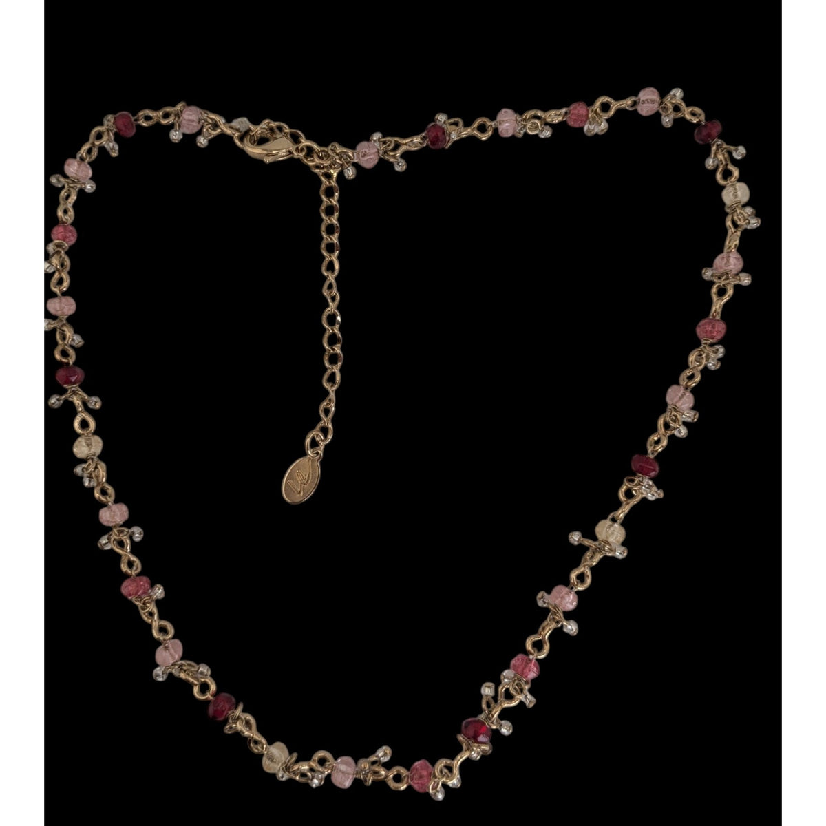 Y2K Coquette Romantic Liz Claiborne Pink Beaded Dangle Necklace