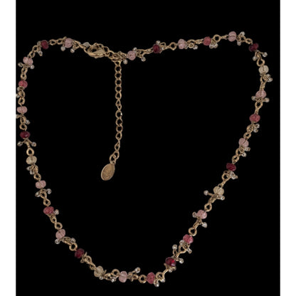 Y2K Coquette Romantic Liz Claiborne Pink Beaded Dangle Necklace