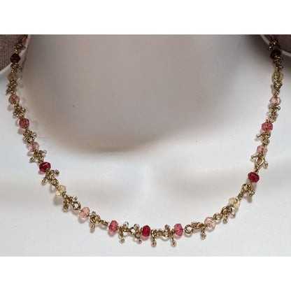 Y2K Coquette Romantic Liz Claiborne Pink Beaded Dangle Necklace