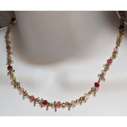 Y2K Coquette Romantic Liz Claiborne Pink Beaded Dangle Necklace