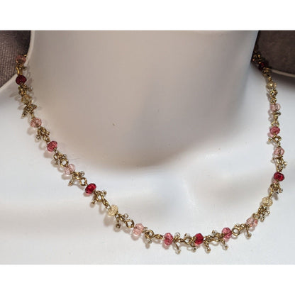 Y2K Coquette Romantic Liz Claiborne Pink Beaded Dangle Necklace