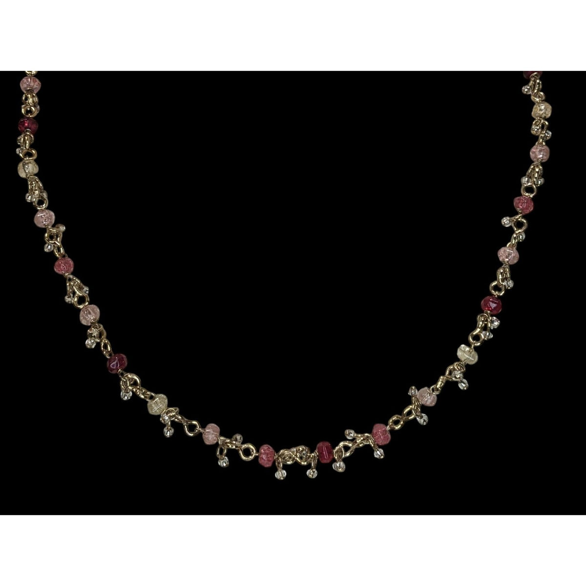 Y2K Coquette Romantic Liz Claiborne Pink Beaded Dangle Necklace