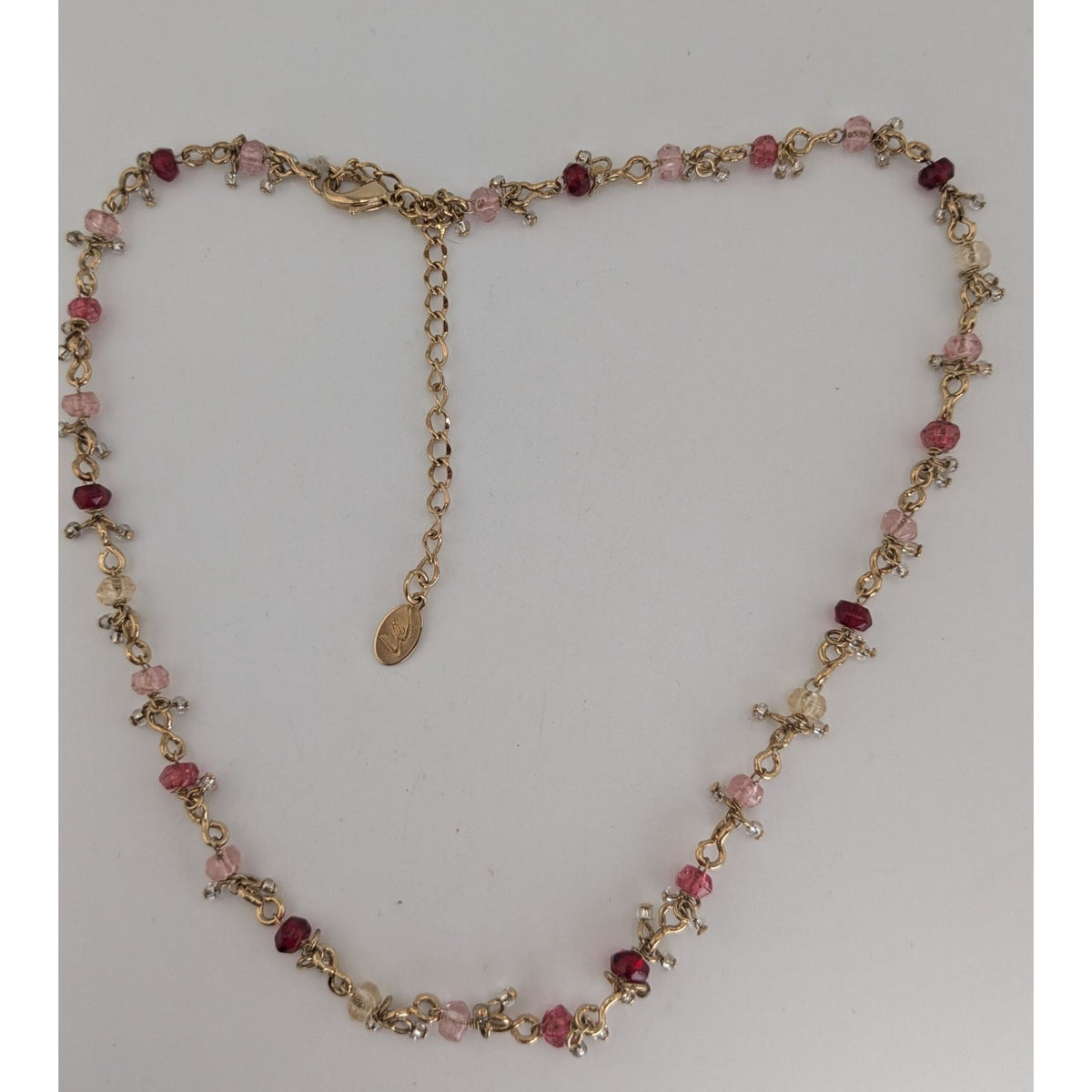Y2K Coquette Romantic Liz Claiborne Pink Beaded Dangle Necklace