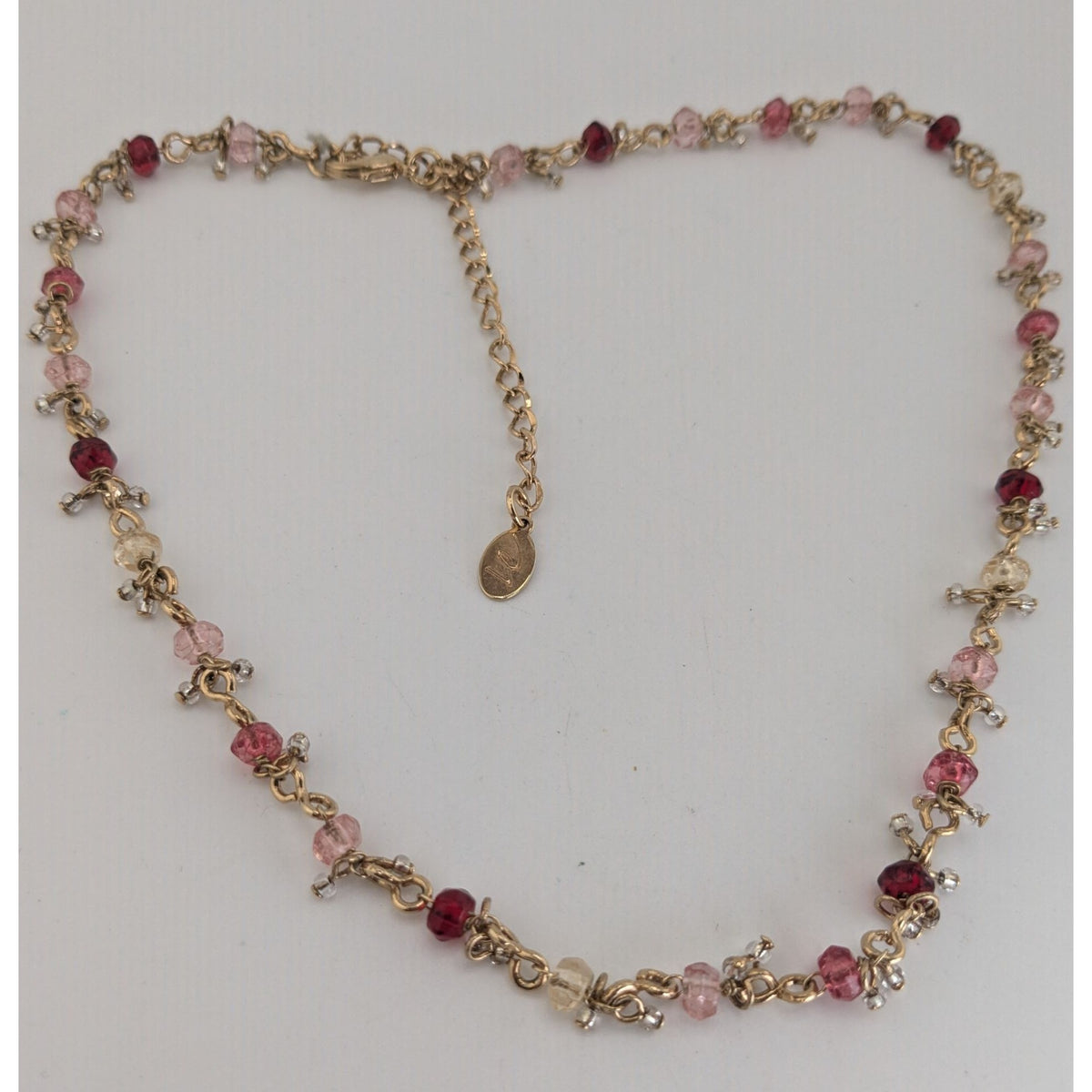 Y2K Coquette Romantic Liz Claiborne Pink Beaded Dangle Necklace