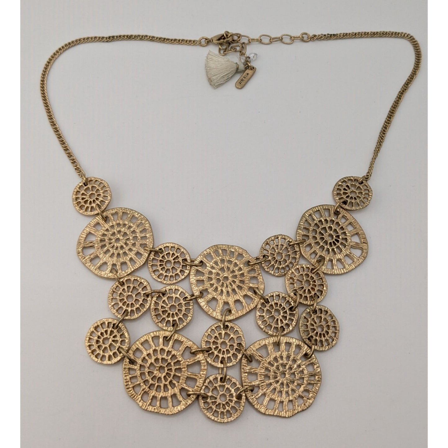 Gold Filigree Statement Necklace Lonna & Lilly Openwork Disc Bib Necklace Boho Modern Glam