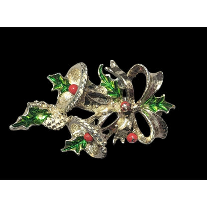 Gerry's Vintage Holiday Bell And Holly Brooch