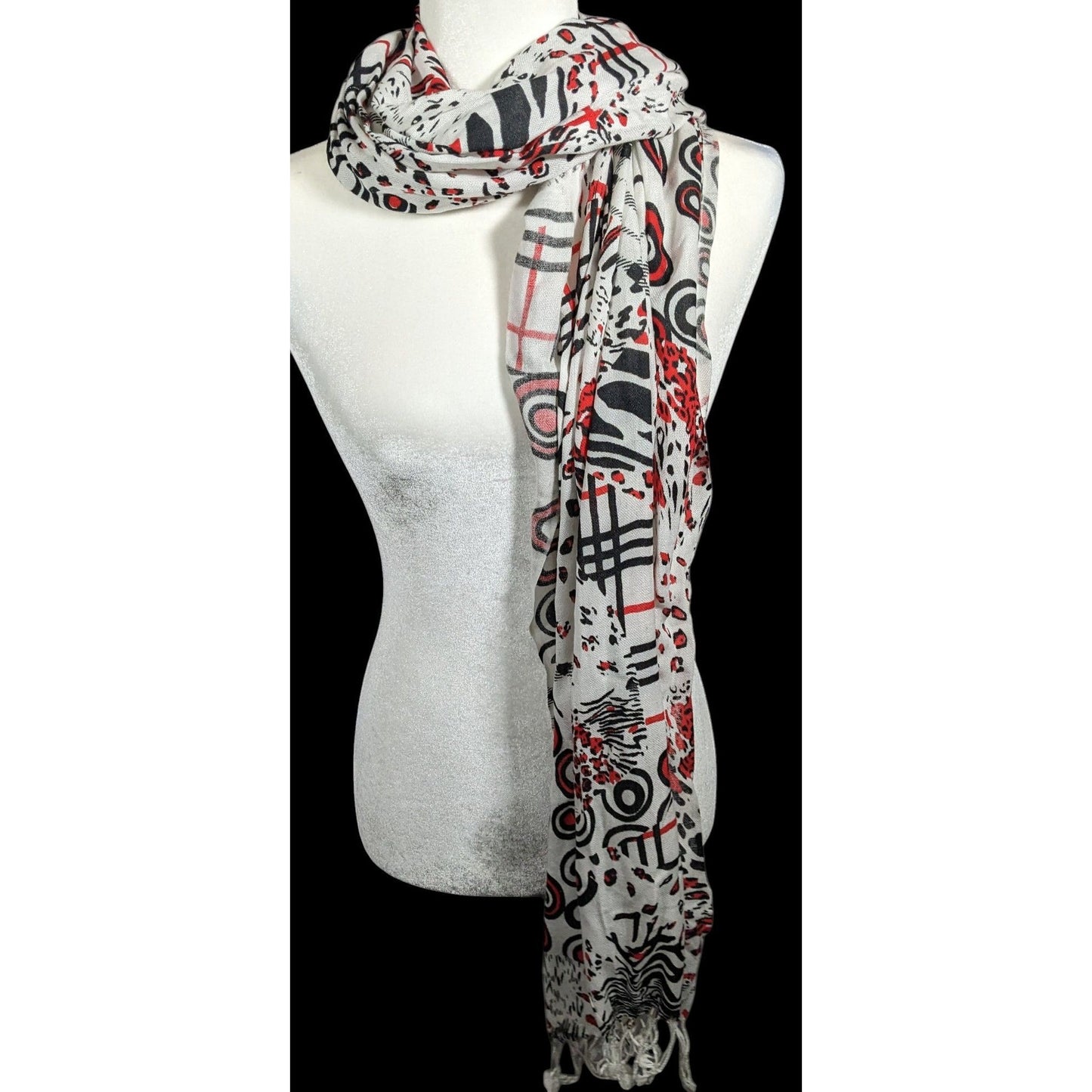 Abstract Punk Red White And Black Pashmina Scarf