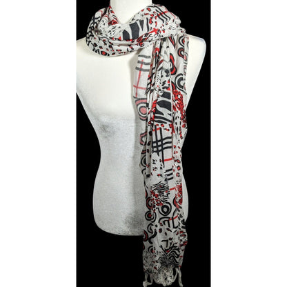 Abstract Punk Red White And Black Pashmina Scarf