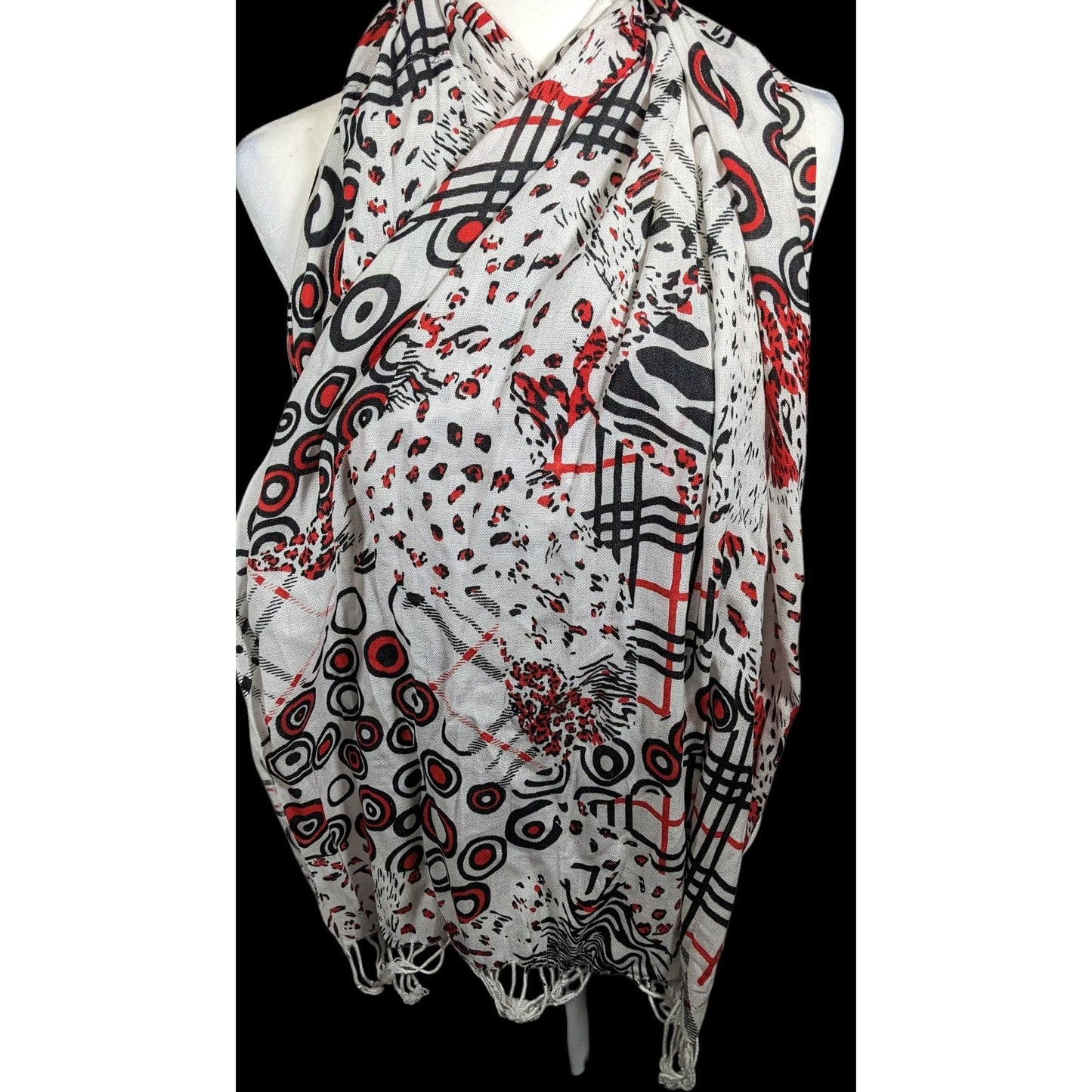 Abstract Punk Red White And Black Pashmina Scarf