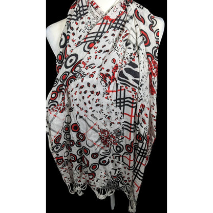 Abstract Punk Red White And Black Pashmina Scarf