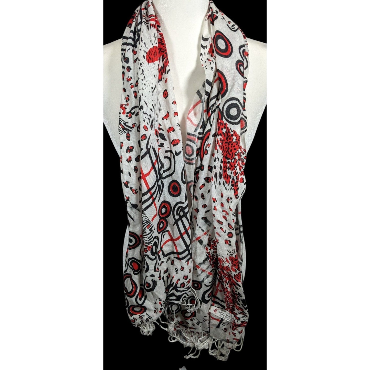Abstract Punk Red White And Black Pashmina Scarf