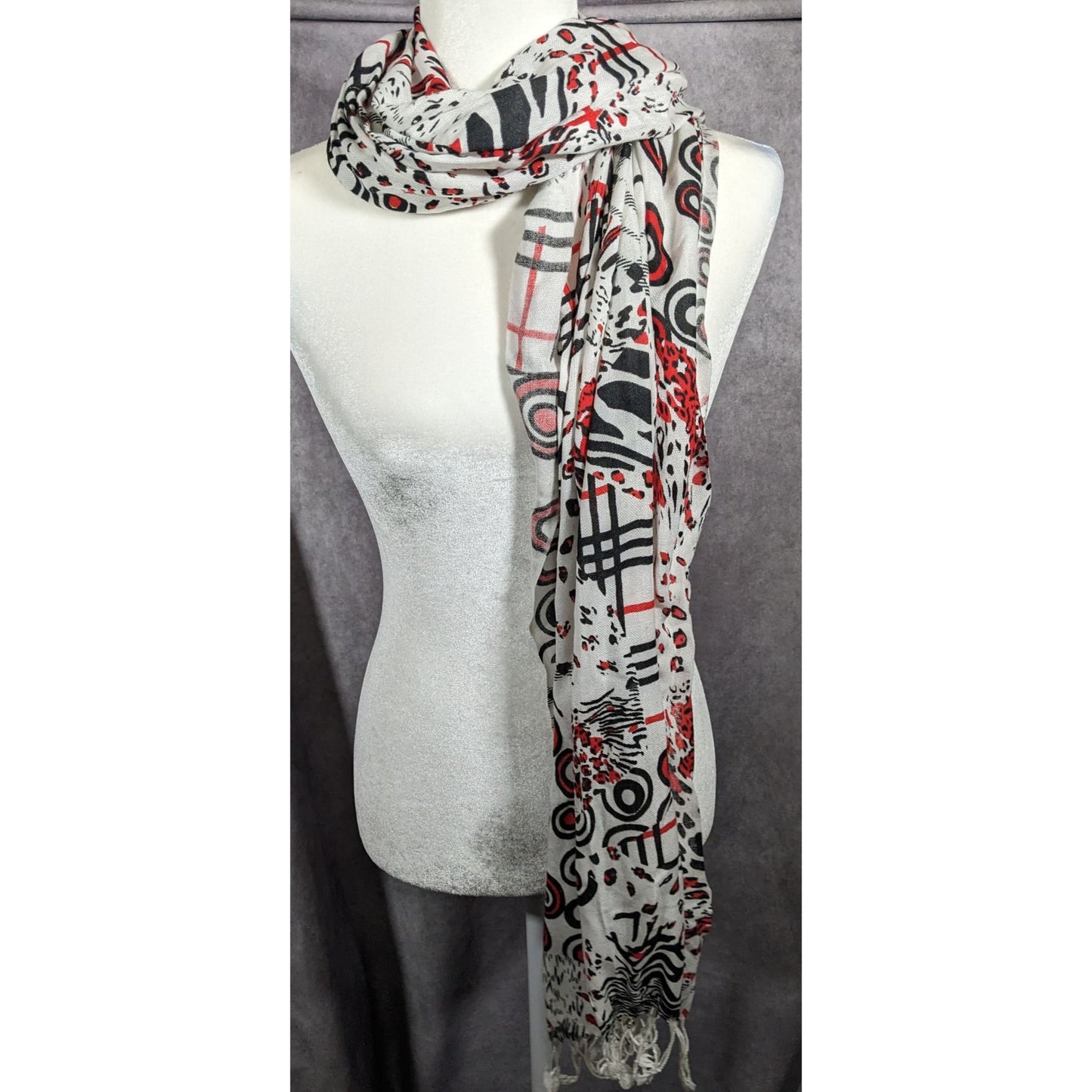 Abstract Punk Red White And Black Pashmina Scarf