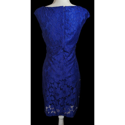 Chaps Preppy Blue Floral Lace Knee Length Dress