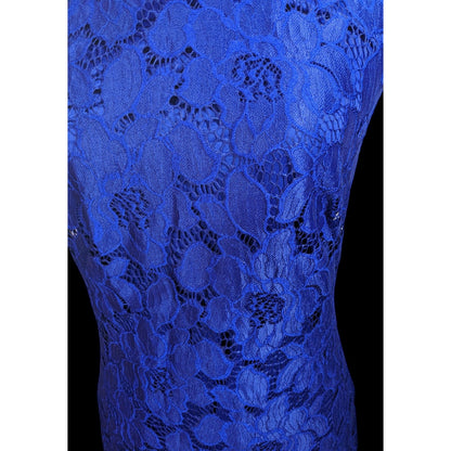 Chaps Preppy Blue Floral Lace Knee Length Dress