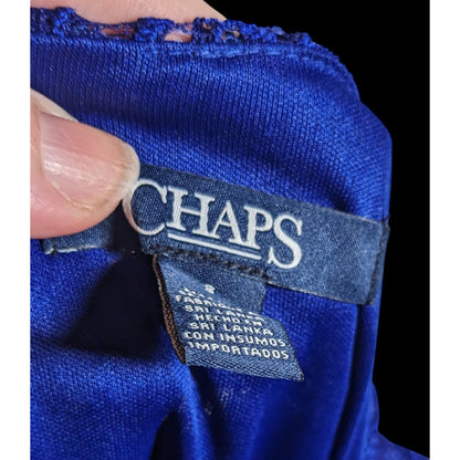 Chaps Preppy Blue Floral Lace Knee Length Dress