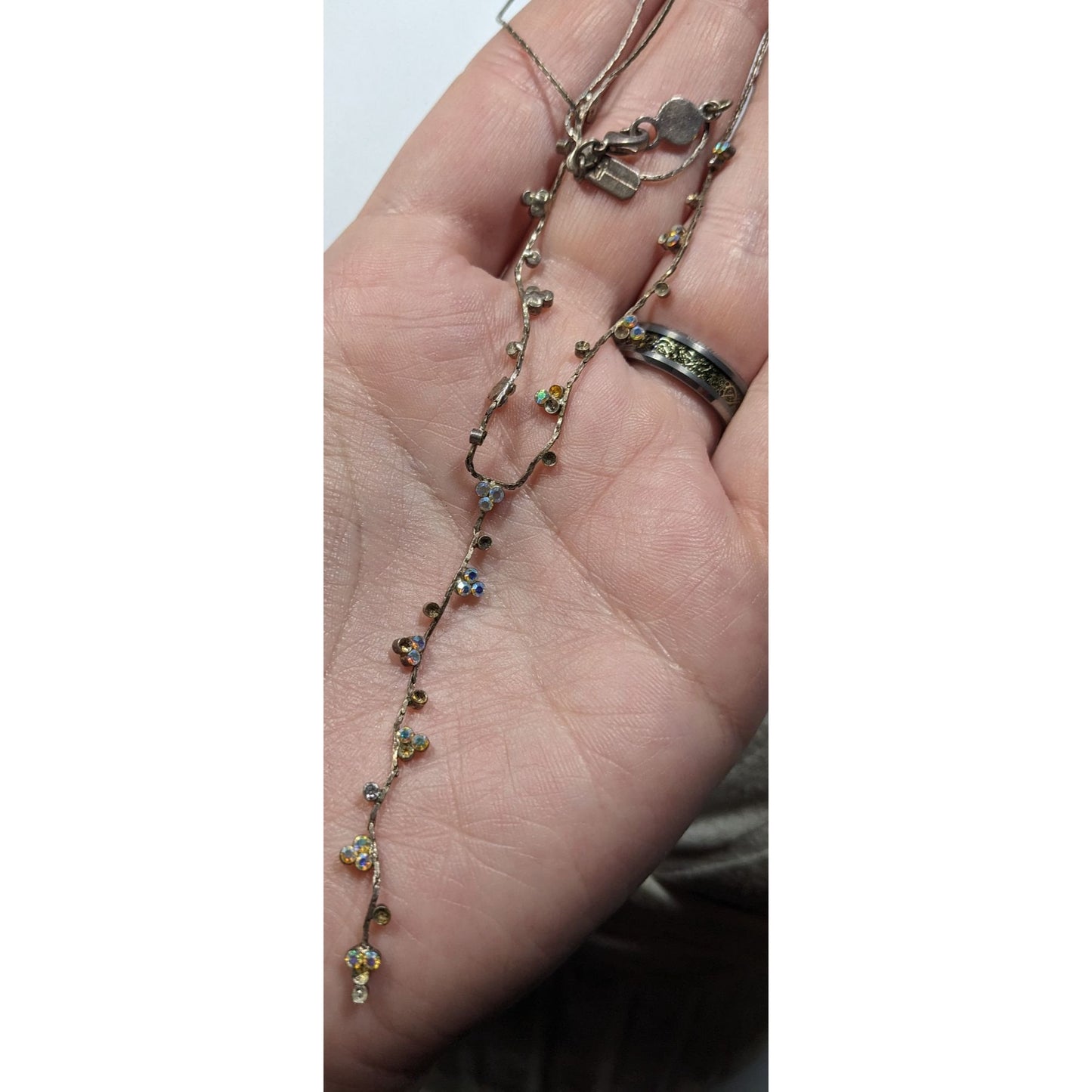 Christina Collection Minimalist Glam AB Rhinestone Y Drop Necklace