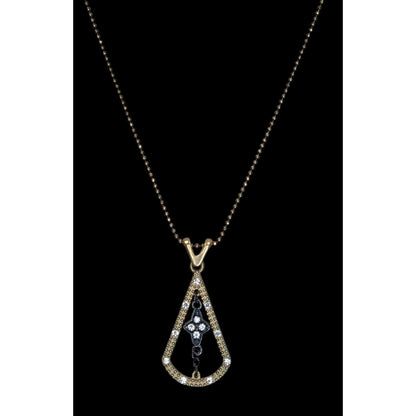 Art Deco Black Gold Pendant Necklace Triangle Teardrop Flower Rhinestone Statement