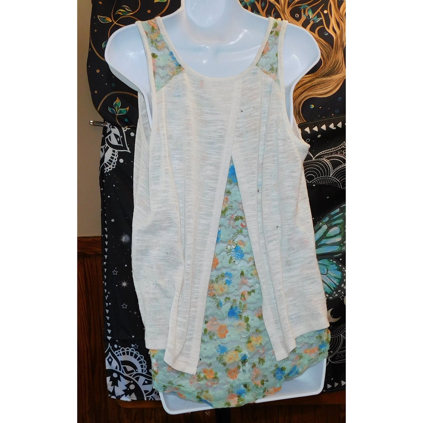 No Boundaries Semi-Sheer Floral Heart Tank Top