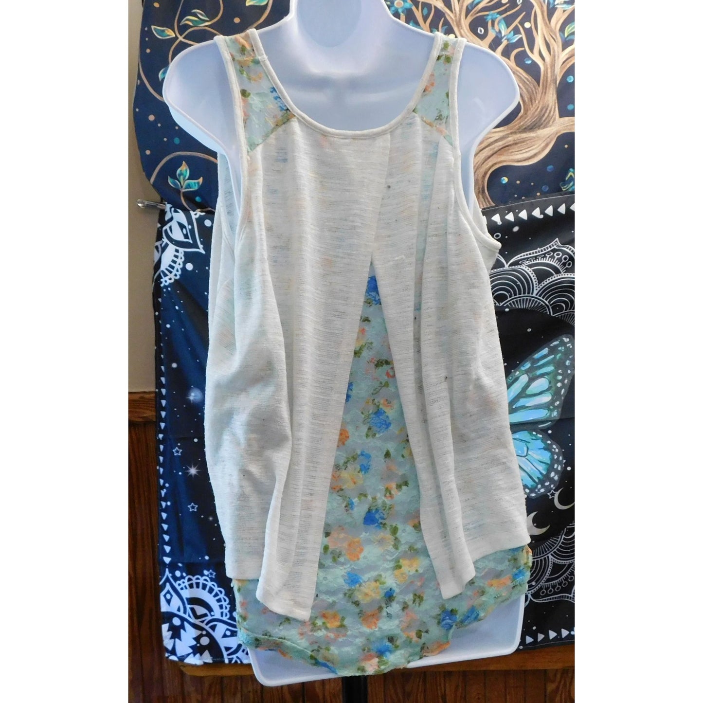 No Boundaries Semi-Sheer Floral Heart Tank Top
