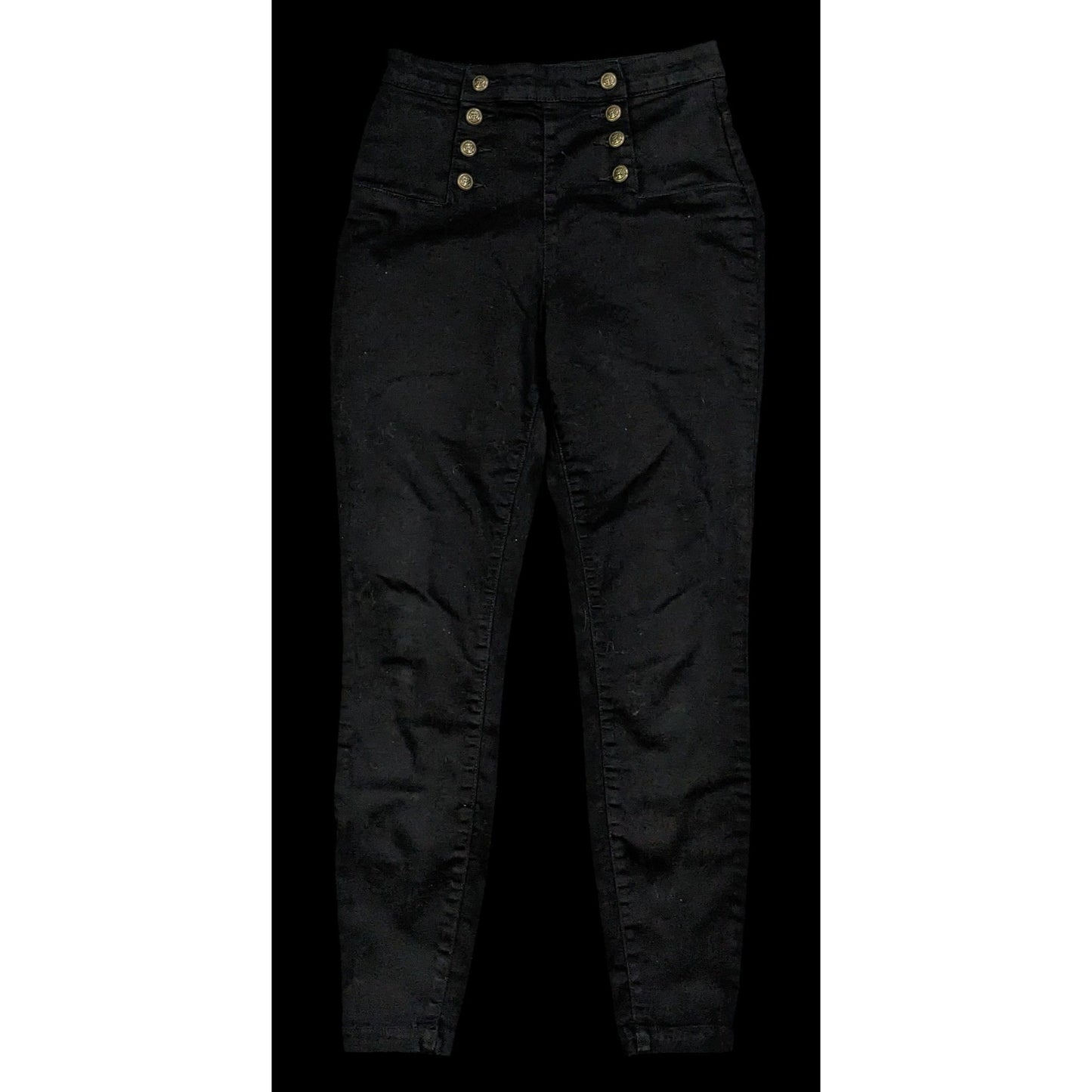 Gothic Punk Double Button Front Black Jeans by Blackheart