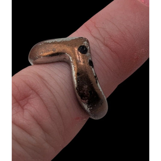 Industrial Grunge Minimalist Copper Tone Chevron Wrap Ring