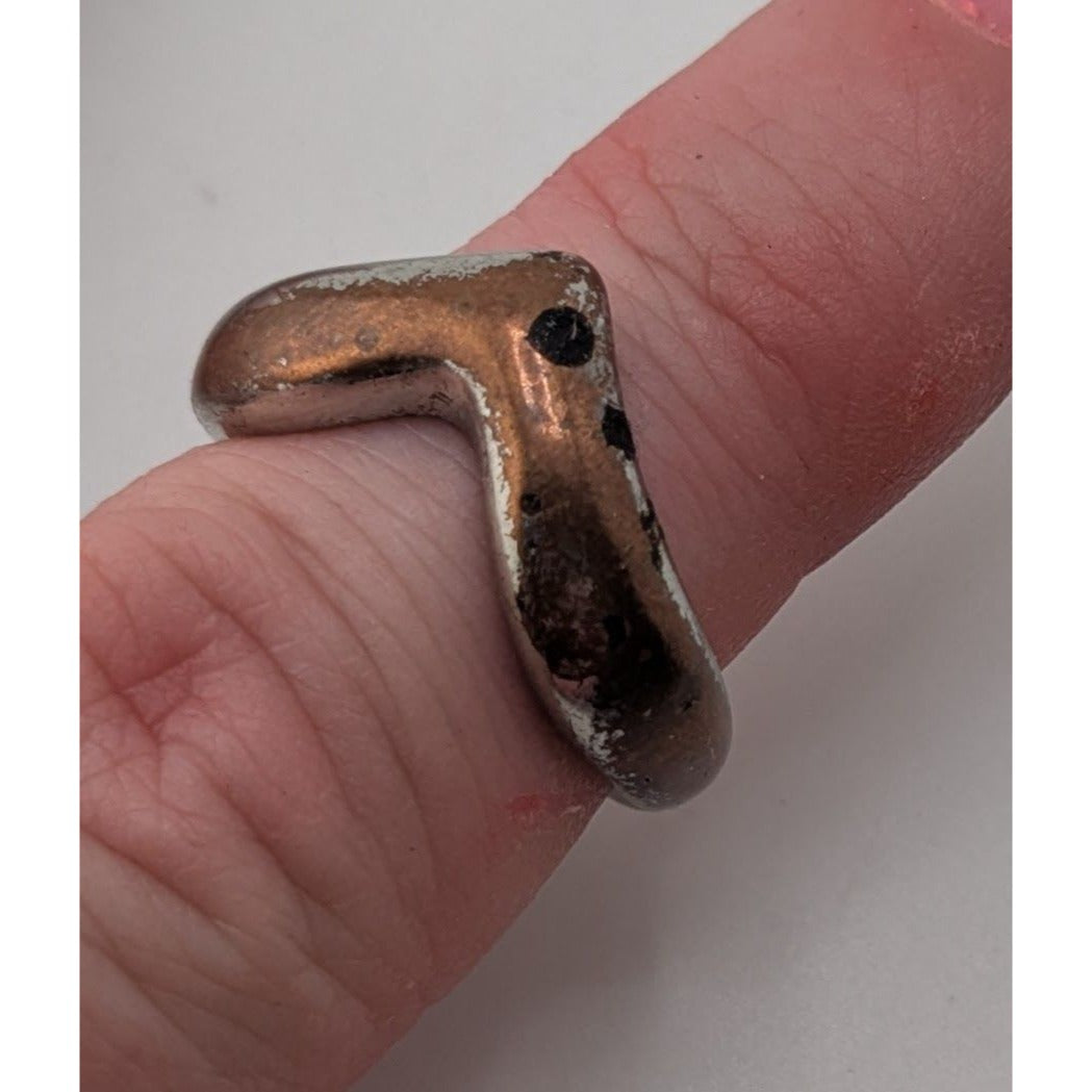 Industrial Grunge Minimalist Copper Tone Chevron Wrap Ring