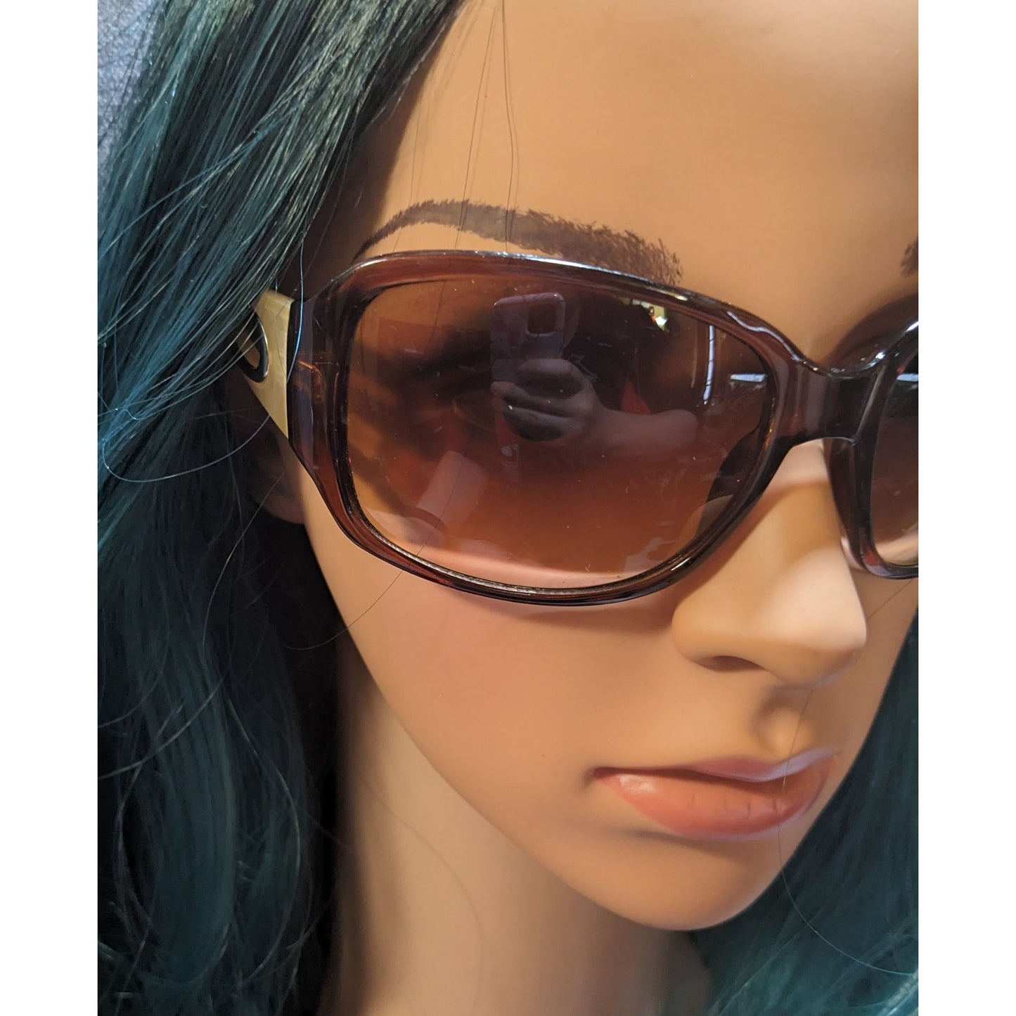 Esprit Brown And Beige Sunglasses With Teardrop Cutouts