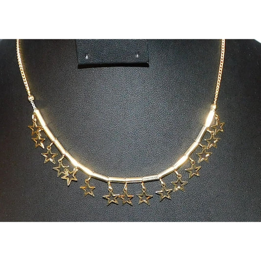 Whimsical Gold Tone Star Charm Necklace