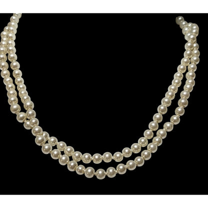 Elegant Glass Pearl Double Strand Necklace