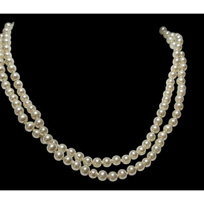 Elegant Glass Pearl Double Strand Necklace