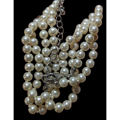 Elegant Glass Pearl Double Strand Necklace