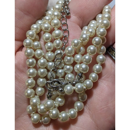 Elegant Glass Pearl Double Strand Necklace