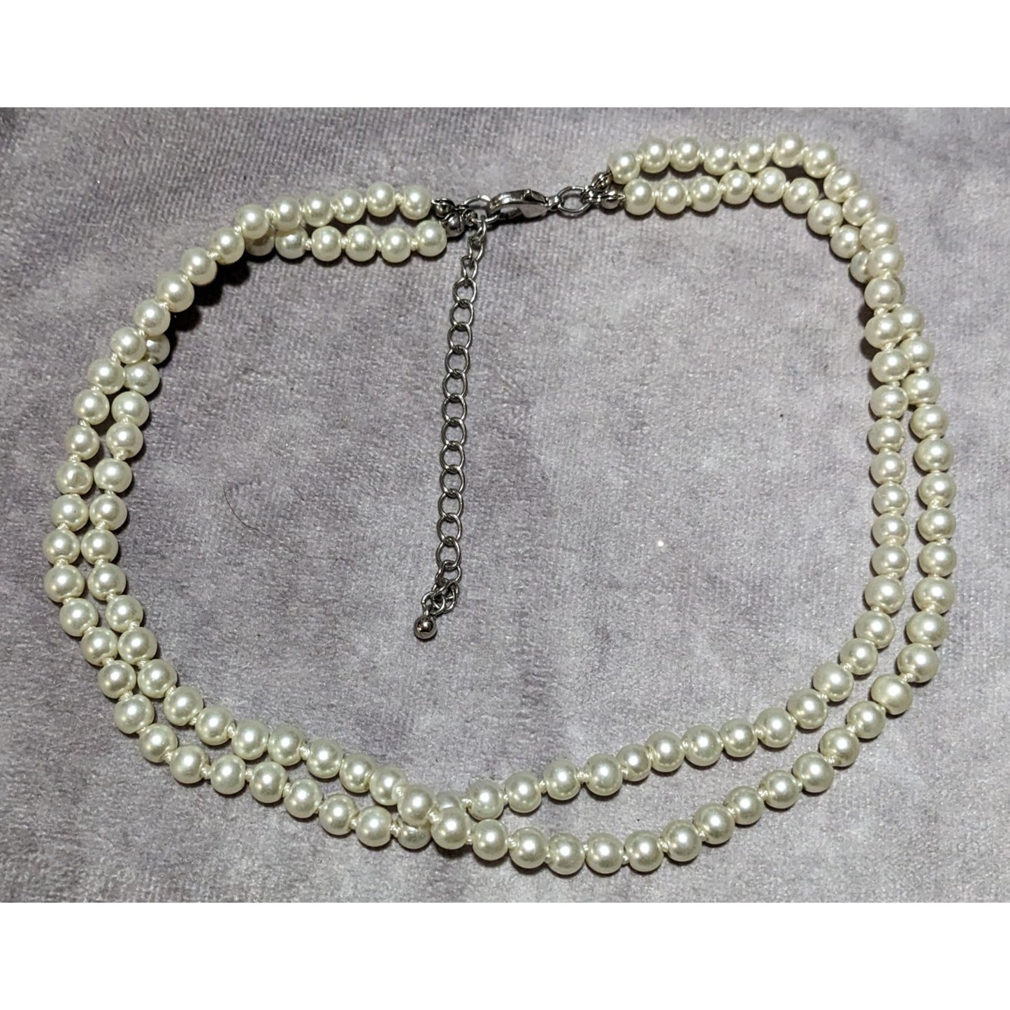 Elegant Glass Pearl Double Strand Necklace