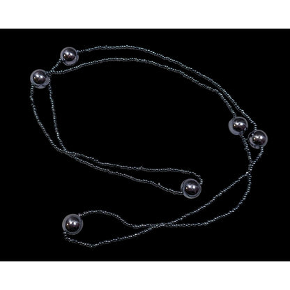 Simple Glass Beaded Metallic Silver Tone Necklace