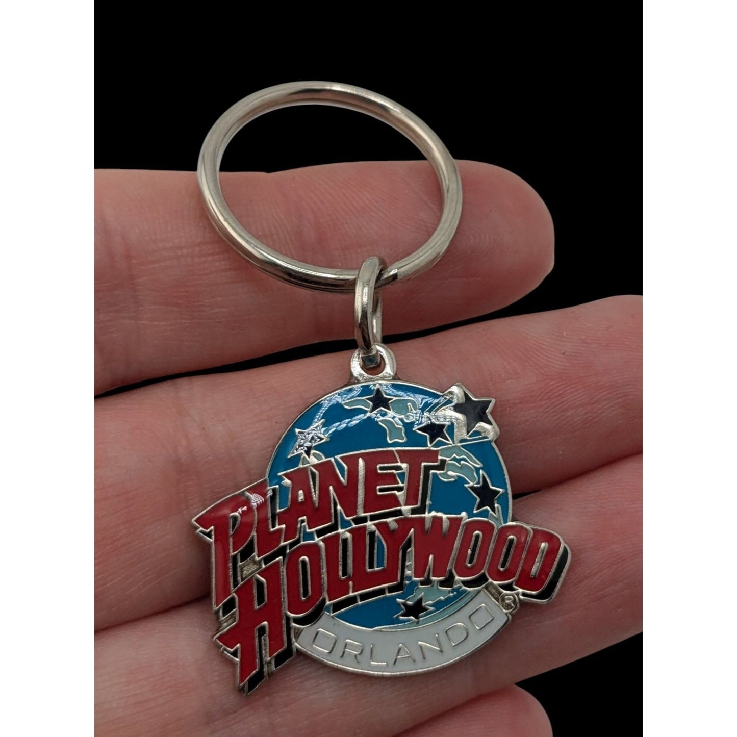Planet Hollywood Orlando Keychain Blue Red Souvenir Collectible Travel Memorabilia