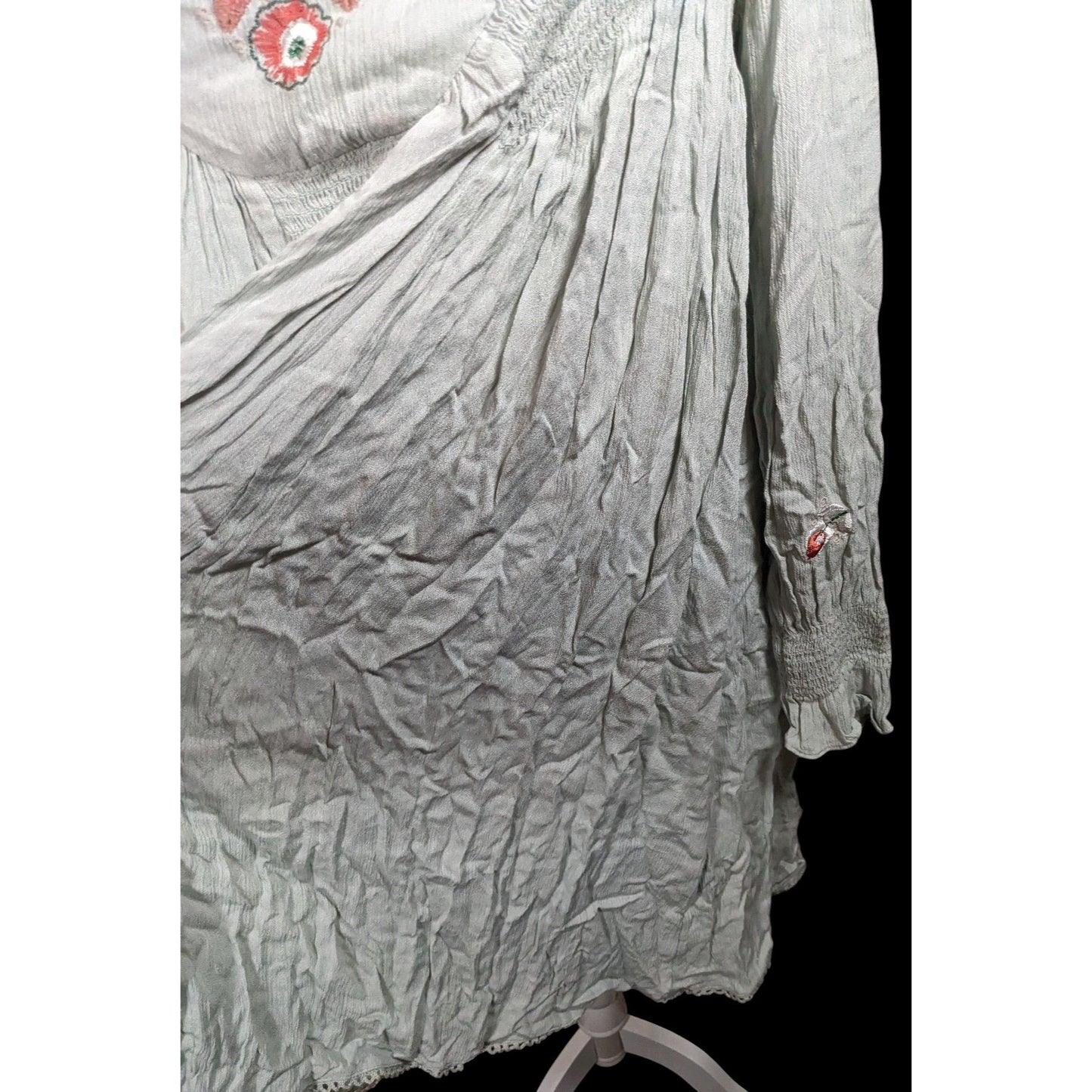 Free People Bohemian Floral Sage Dress With Embroidery