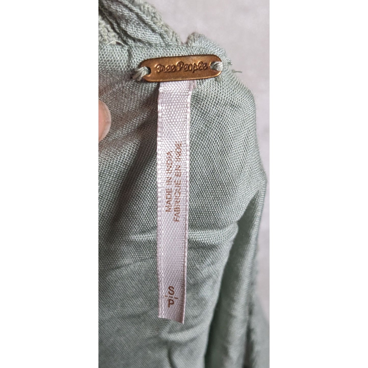 Free People Bohemian Floral Sage Dress With Embroidery