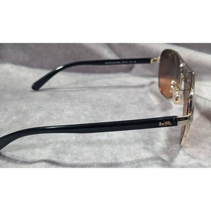 Coach Horse And Carriage Light Gold And Black Aviator Sunglasses
