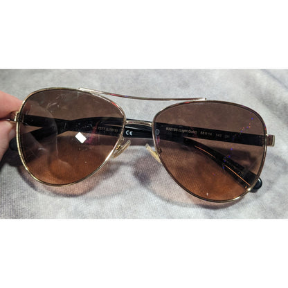 Coach Horse And Carriage Light Gold And Black Aviator Sunglasses