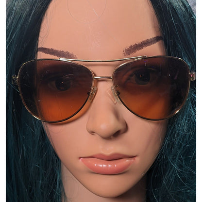 Coach Horse And Carriage Light Gold And Black Aviator Sunglasses