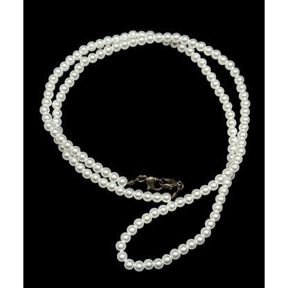 Simple Elegant White Faux Pearl Beaded Necklace