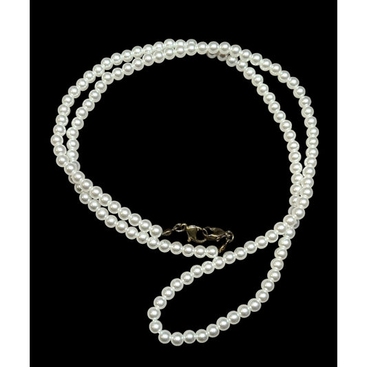 Simple Elegant White Faux Pearl Beaded Necklace