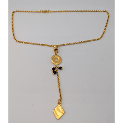 Bohemain Gold-Tone Y Drop Necklace With Geometric And Black Glass Charms