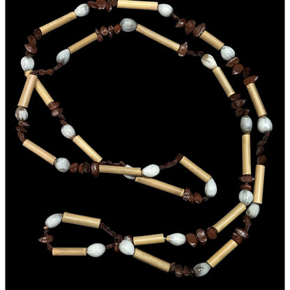 Rustic Wood Apple Seed And Jobs Tears Seed Necklace