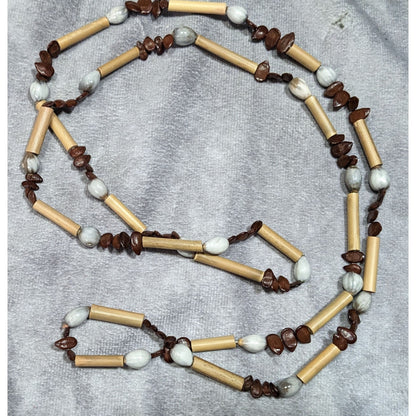 Rustic Wood Apple Seed And Jobs Tears Seed Necklace