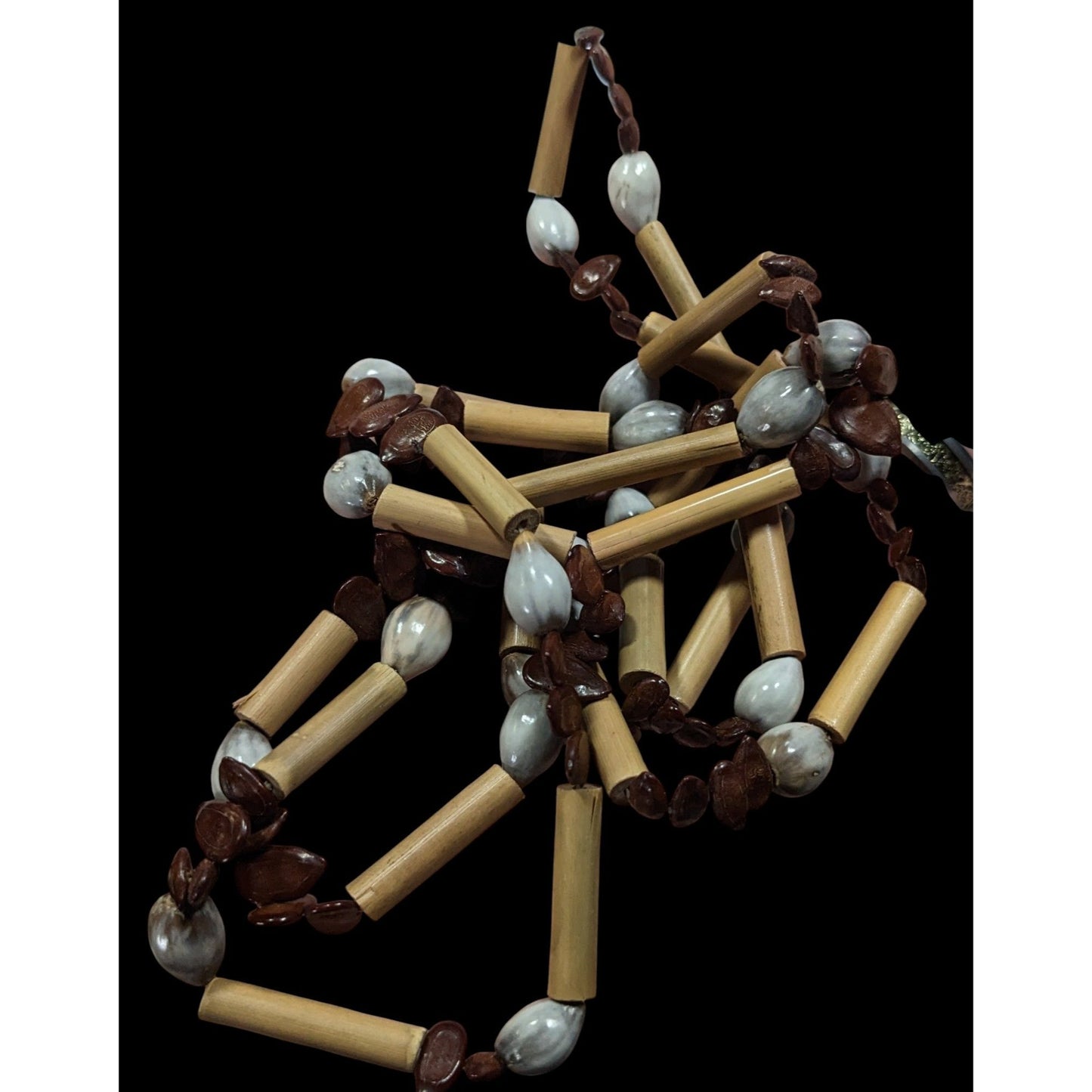 Rustic Wood Apple Seed And Jobs Tears Seed Necklace