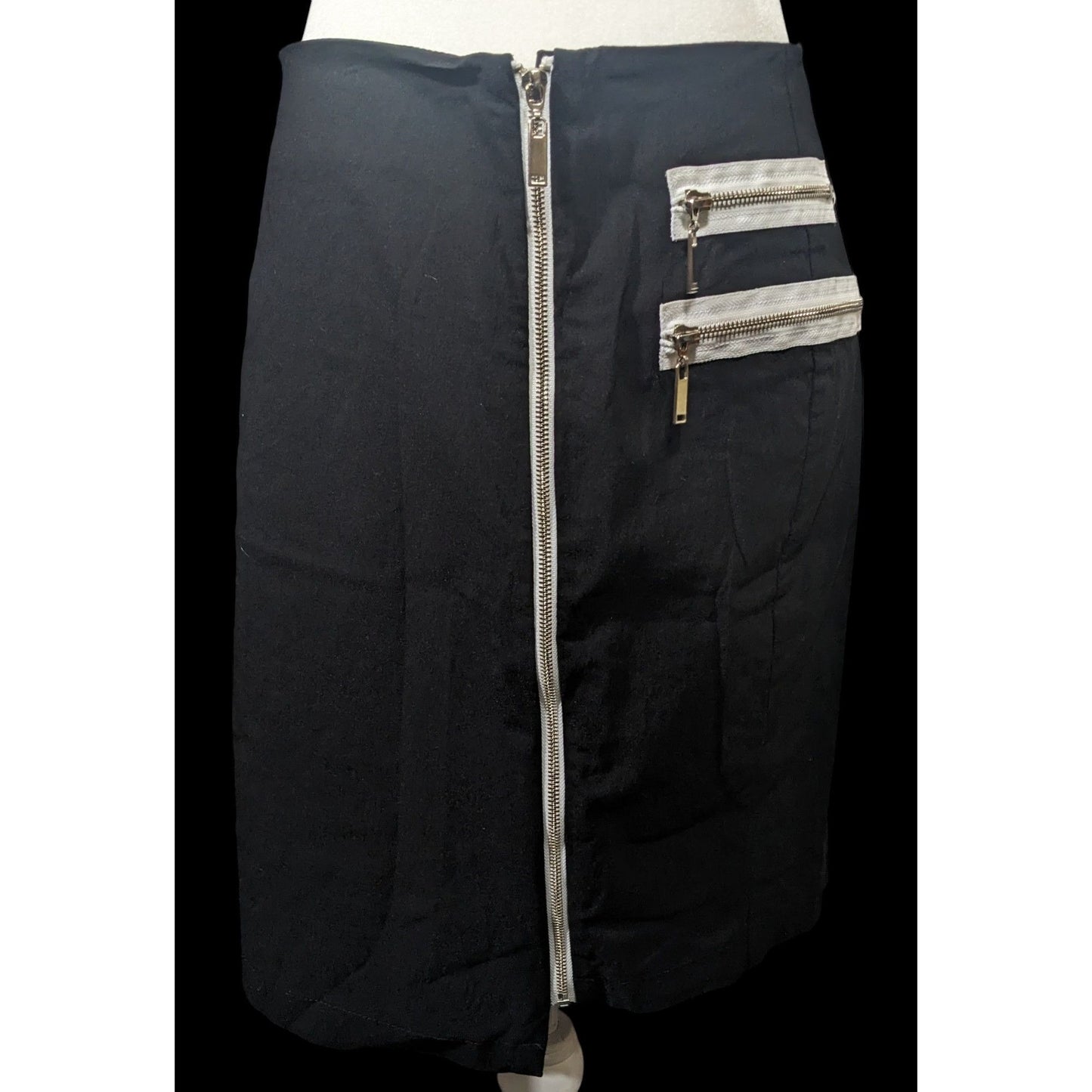 Insight Gothic Black And White Asymmetrical Knee Length Skirt Size 6